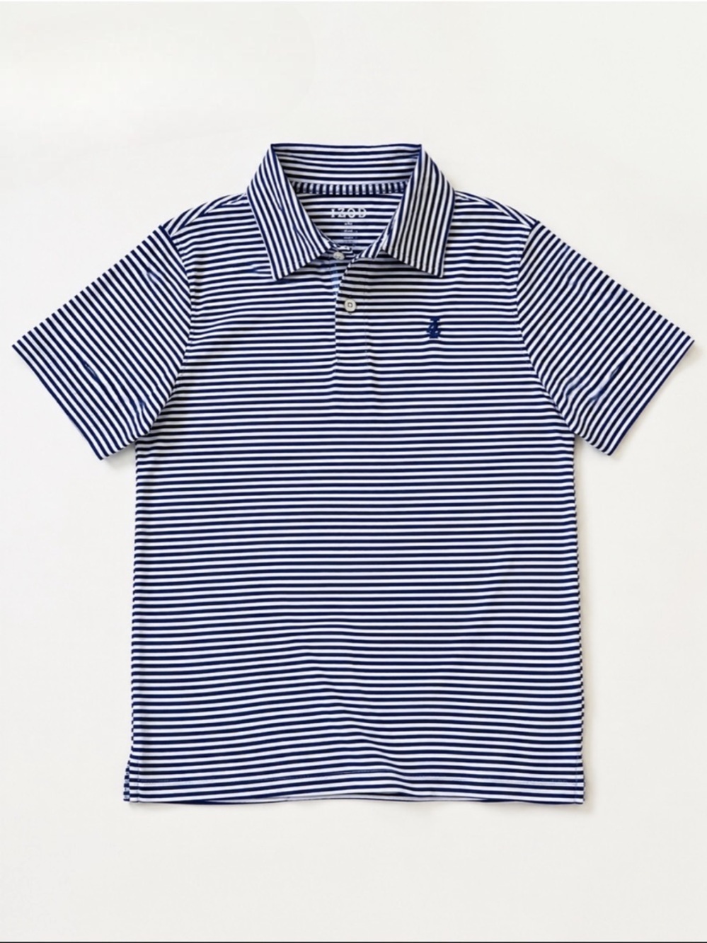 IZOD Boys Blue & White Striped Preppy Polo Shirt Size 8